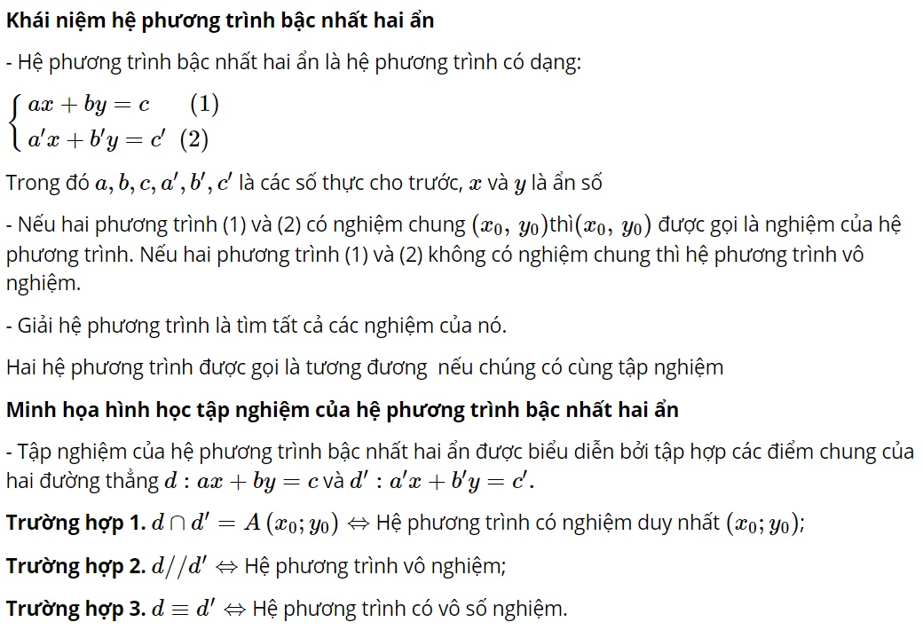 hệ phương trình bậc nhất