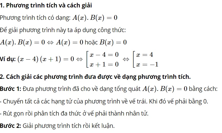 phương trình tích