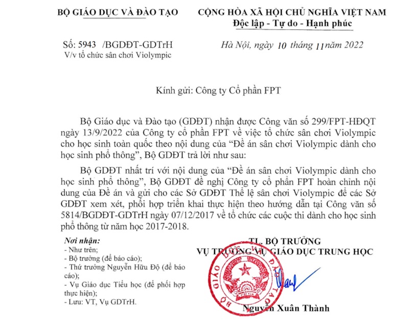 Công Văn 5943_BGDDT_GDTrH